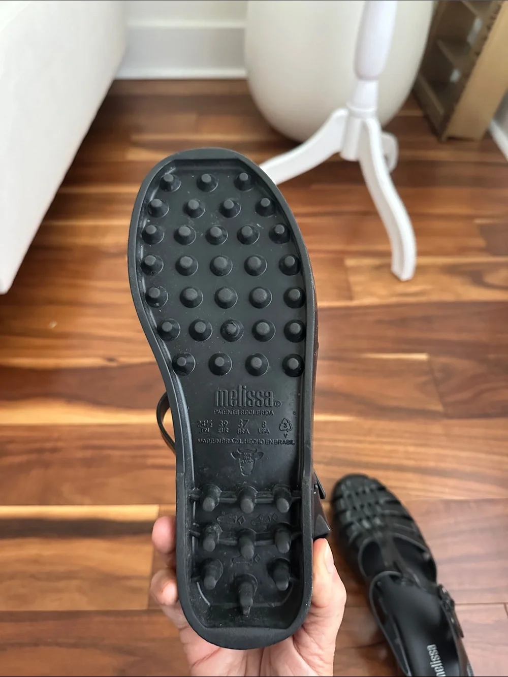 MELISSA LADIES BLACK FISHERMAN GLOSS JELLY SANDALS SIZE 8